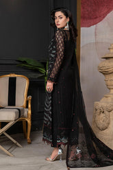 JANIQUE LUXURY CHIFFON UNSTITCHED SUIT D-018 Midnight Glamour